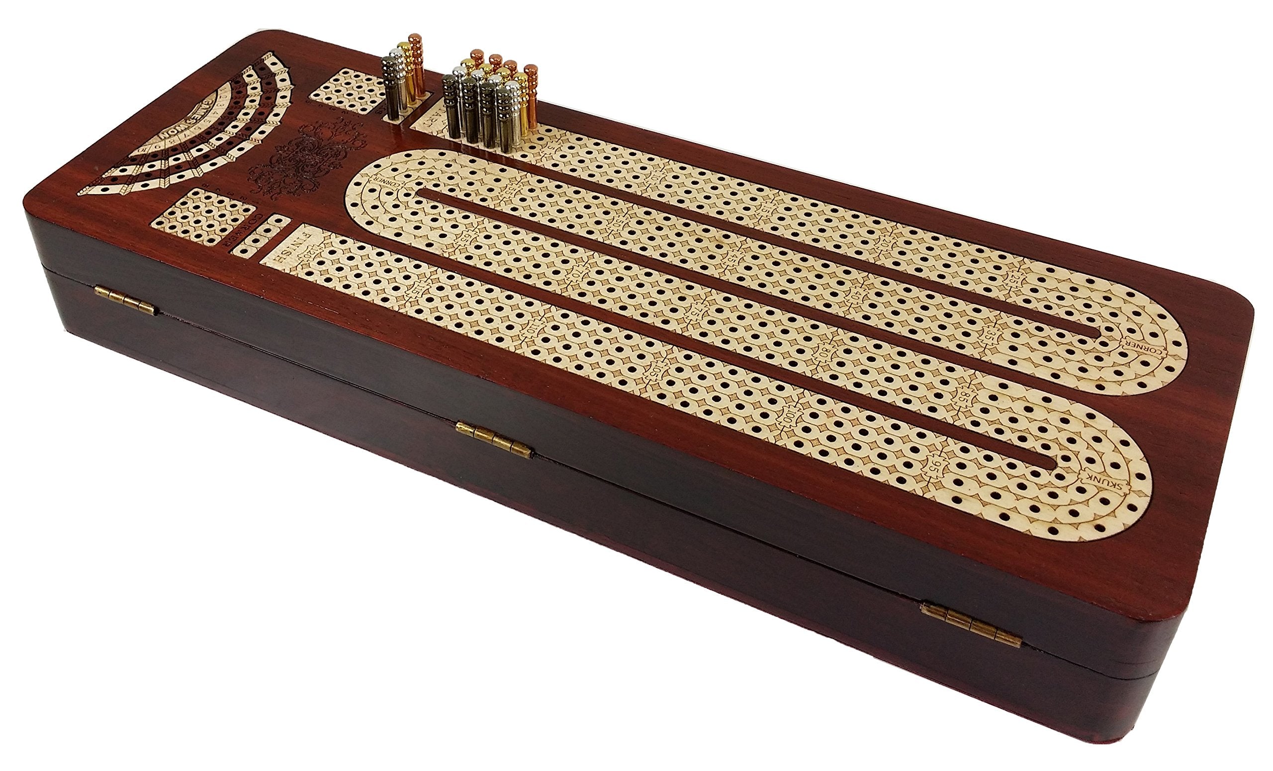 House of Cribbage with 20 metal pegs offers durable, precise setup