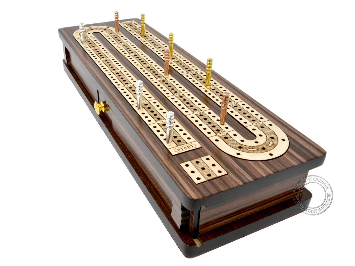 House of Cribbage pull-out mini drawer stores nine metal crib pegs securely