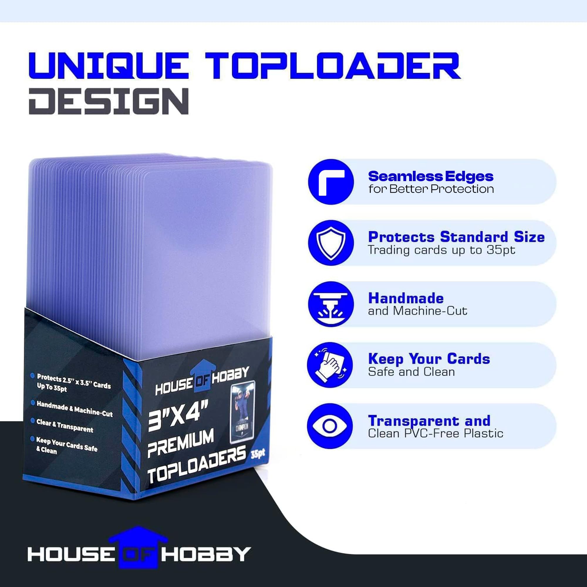 House of Hobby baseball card top loader protects sports cards.