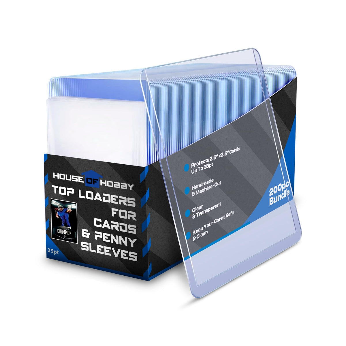 House of Hobby top loaders protect 3x4 cards with crystal-clear plastic.