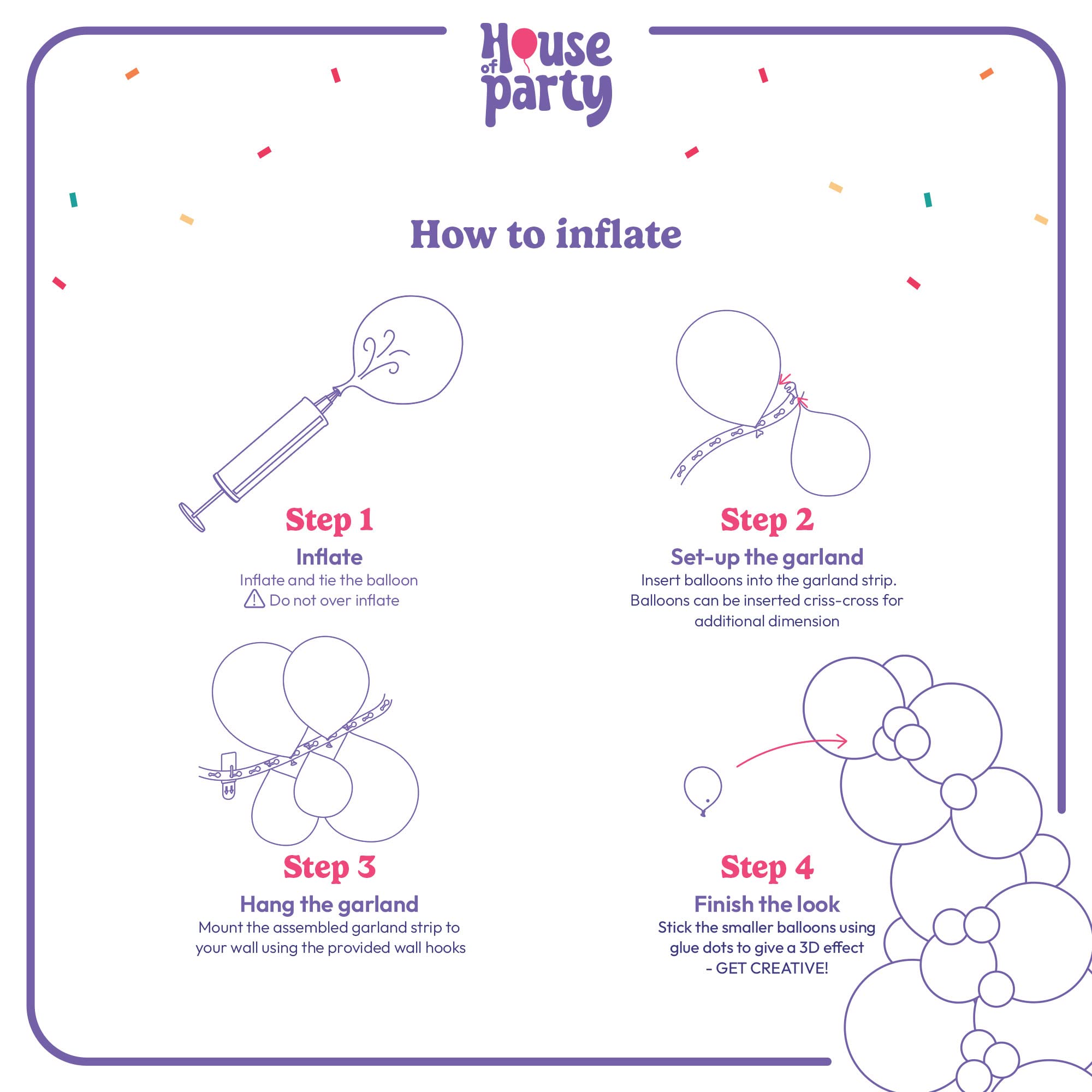HOUSE OF PARTY balloon-arch-assembly for straight or curved layouts