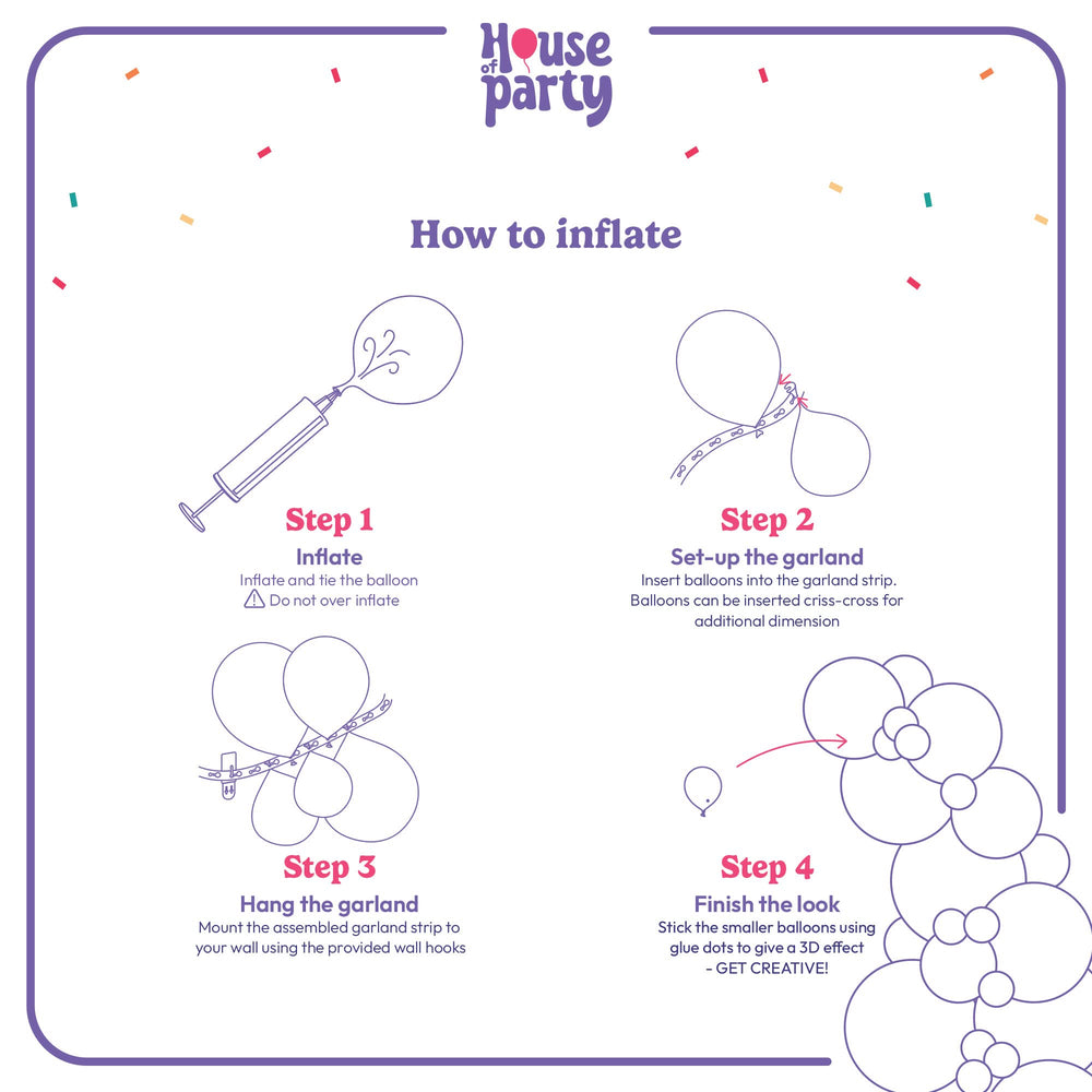 HOUSE OF PARTY balloon-arch-assembly for straight or curved layouts