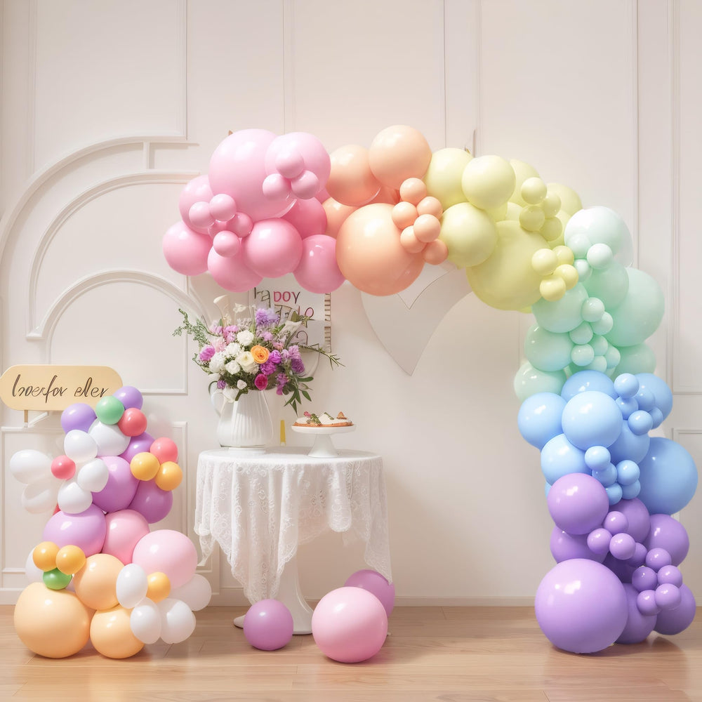 House of Party pastel rainbow entryway decor for celebrations