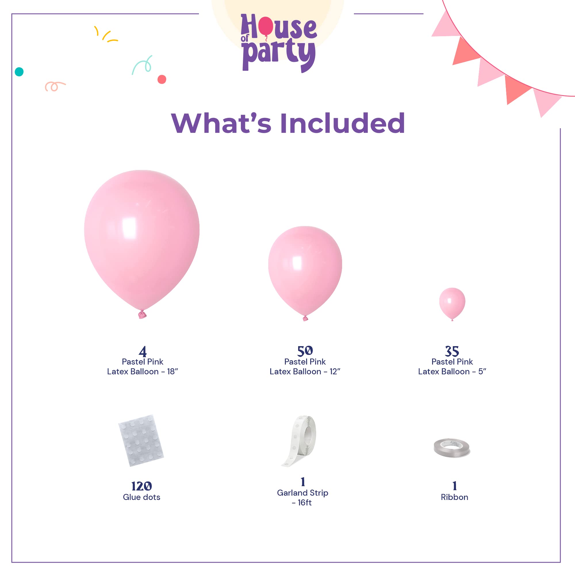 HOUSE OF PARTY pink metallic balloons 18in add shimmering accents to decor