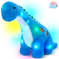 Houwsbaby 14-inch blue light up dinosaur plush glows softly for bedtime.