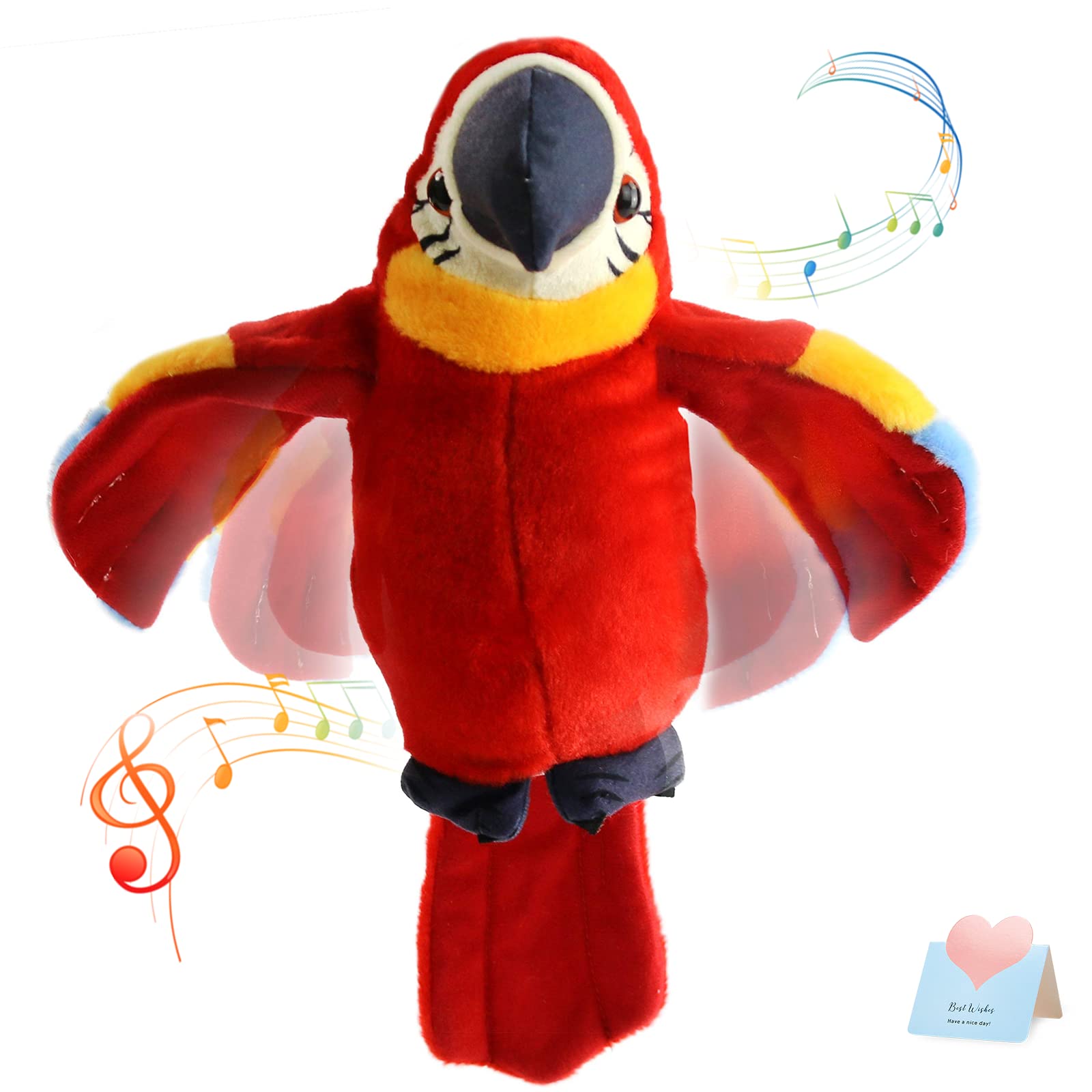 Houwsbaby 9-inch red talking parrot plush ready for interactive play and language practice