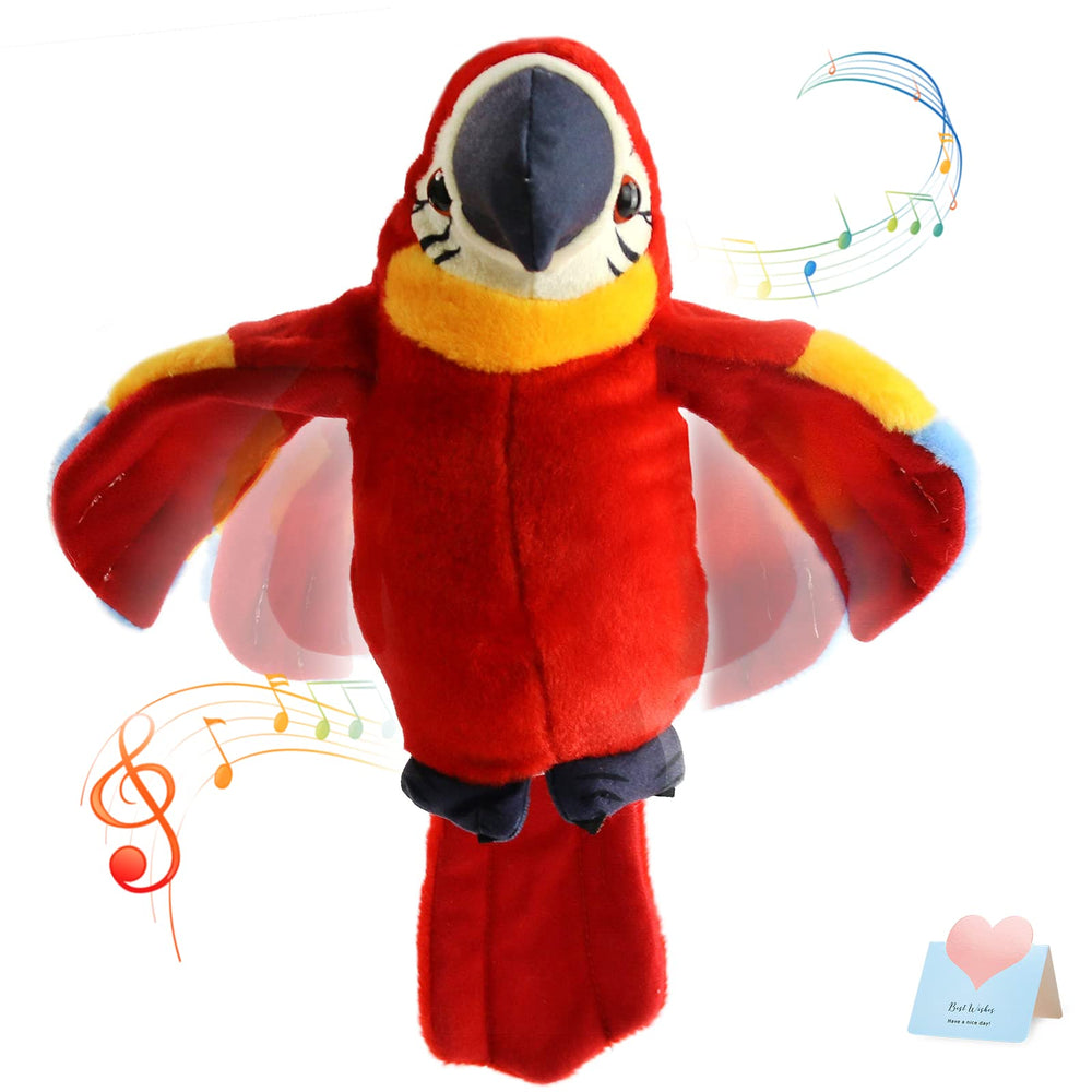 Houwsbaby 9-inch red talking parrot plush ready for interactive play and language practice