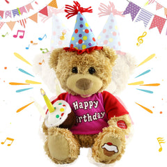 Houwsbaby birthday teddy with cupcake glow for celebrations.