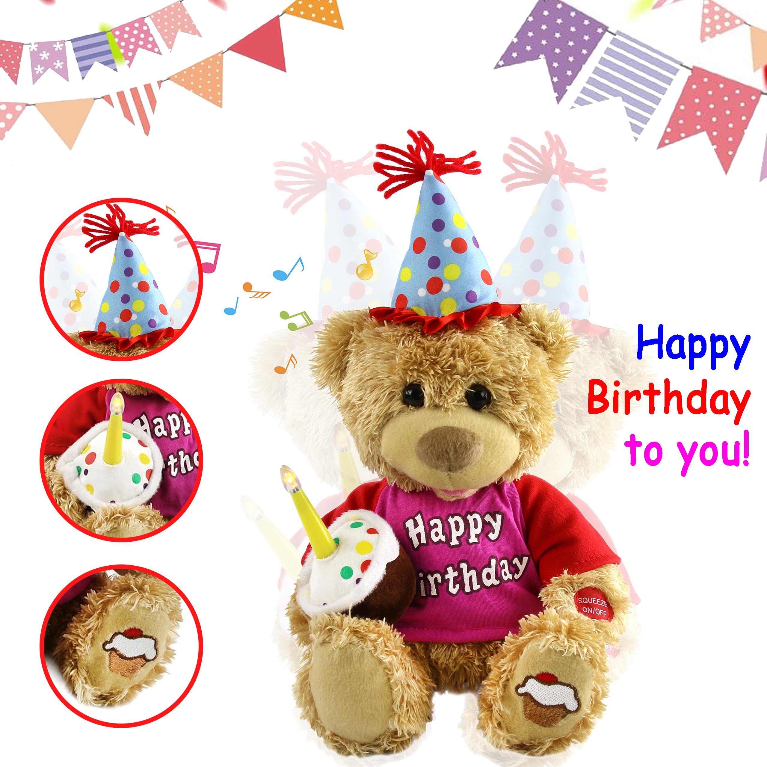 Houwsbaby birthday teddy wearing party hat for cute moments.