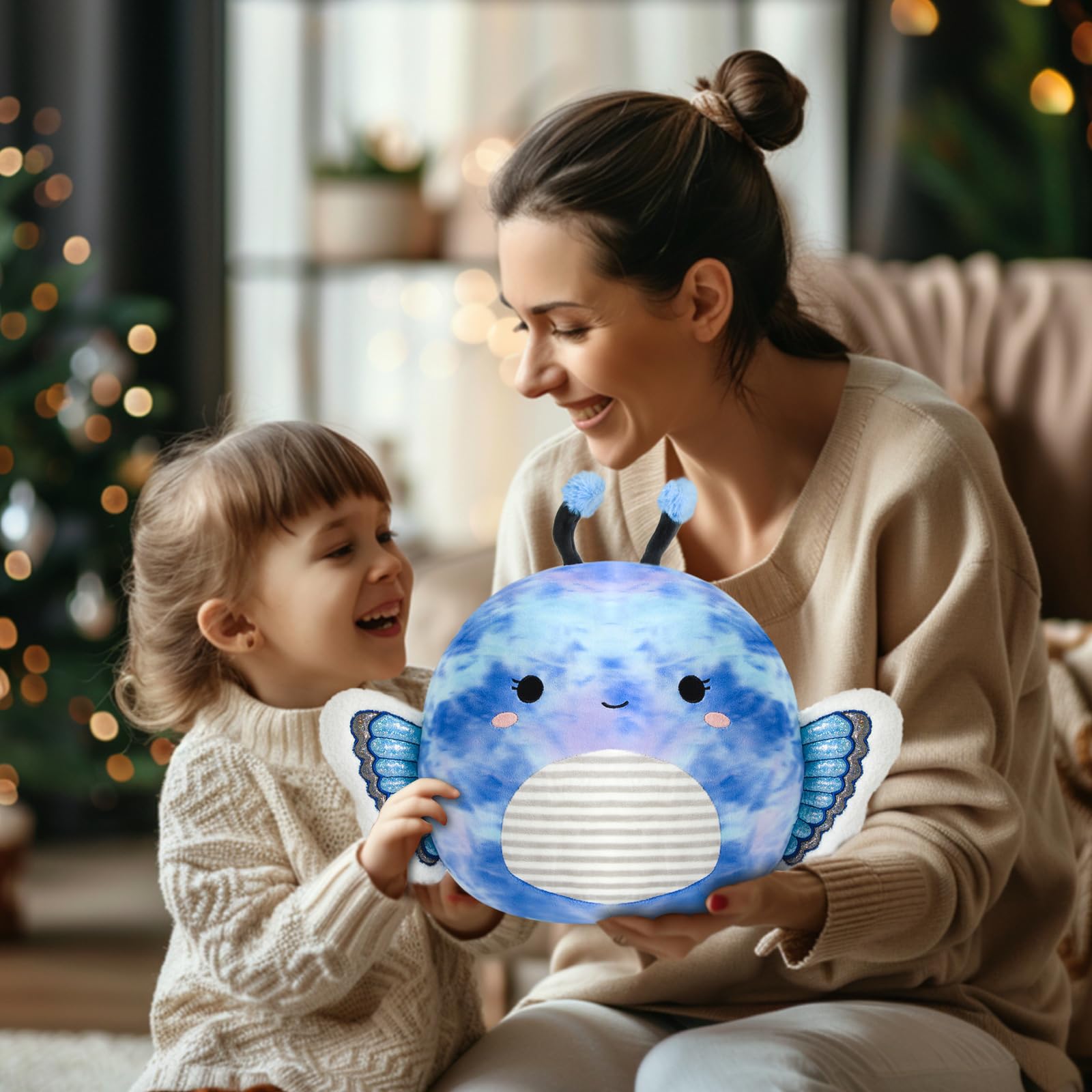 Houwsbaby blue butterfly plush pillow easy care washing.