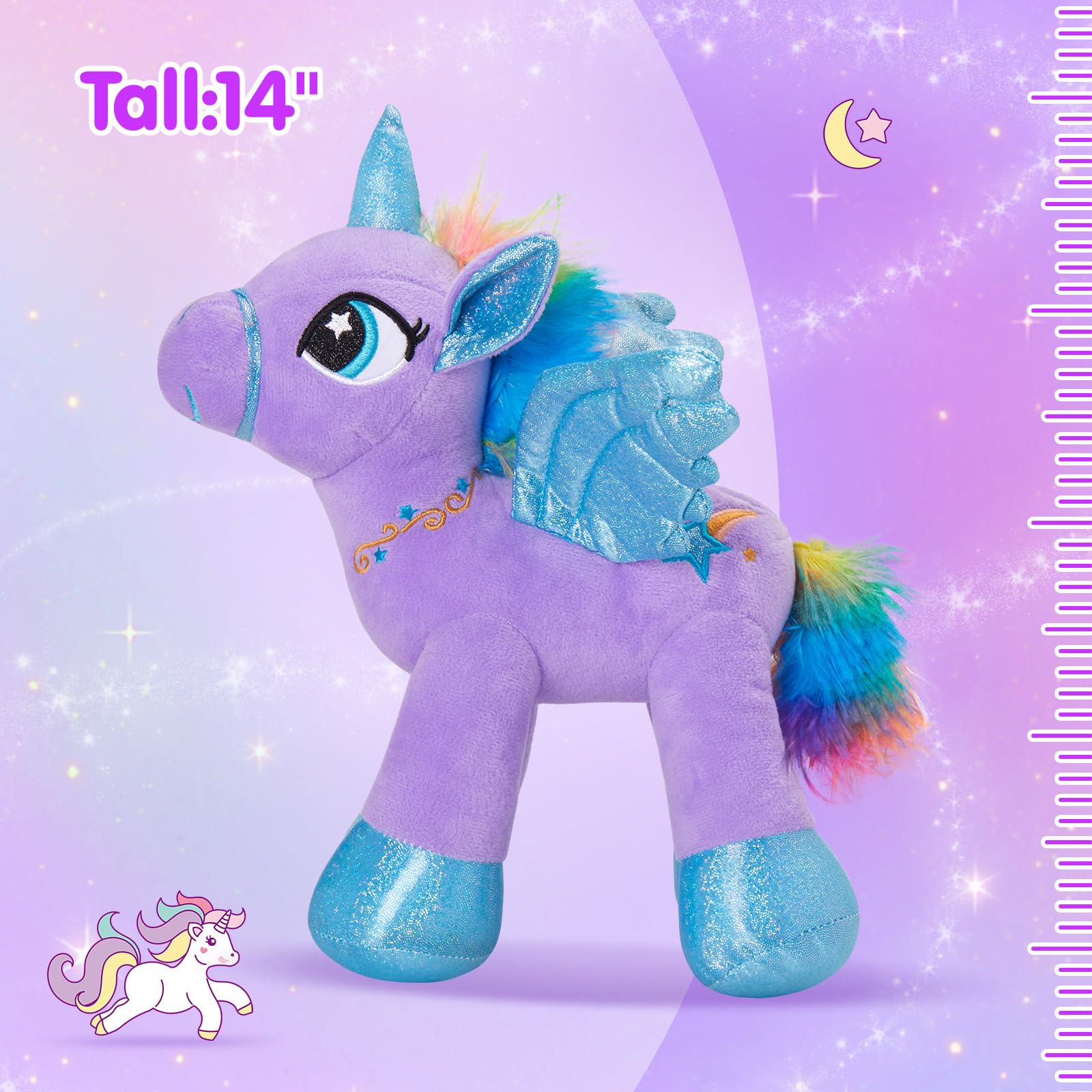 Houwsbaby colorful mane unicorn plush offers soft tactile fun for kids.
