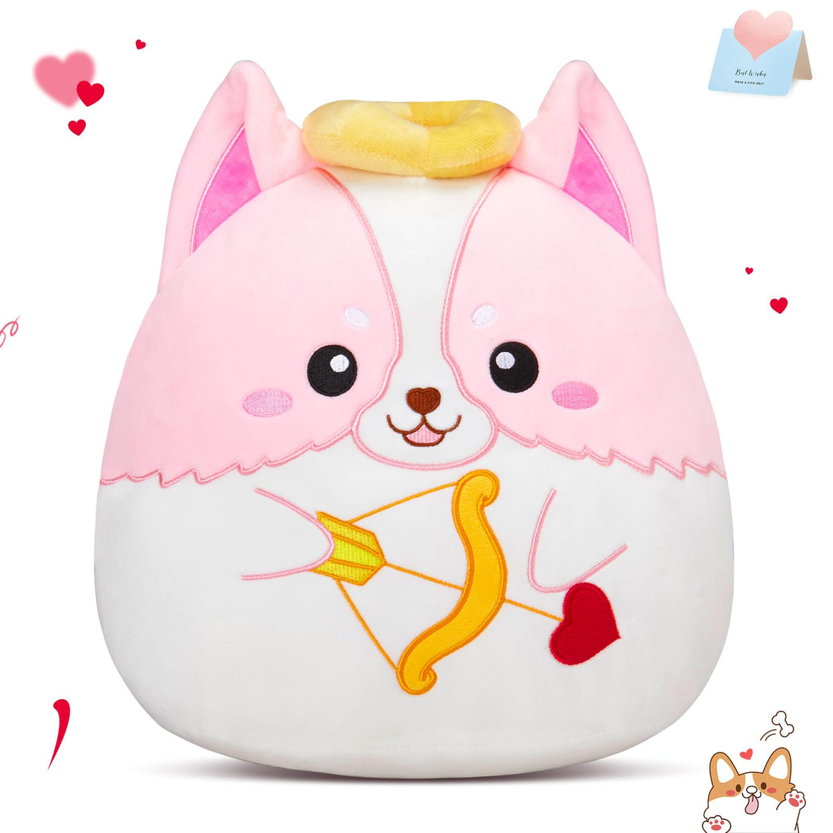 Houwsbaby Cupid dog plush pillow front view for cozy hugs
