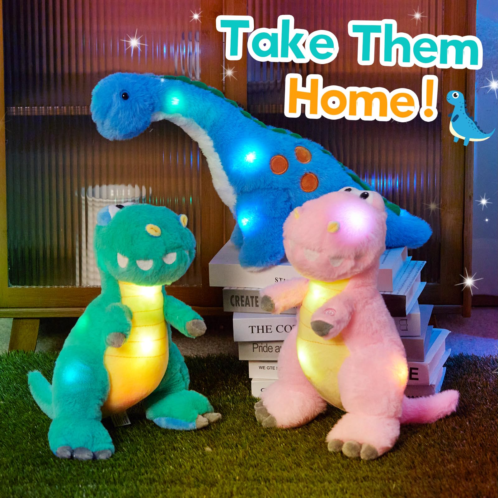Houwsbaby dino room decor with colorful glow adds playful charm