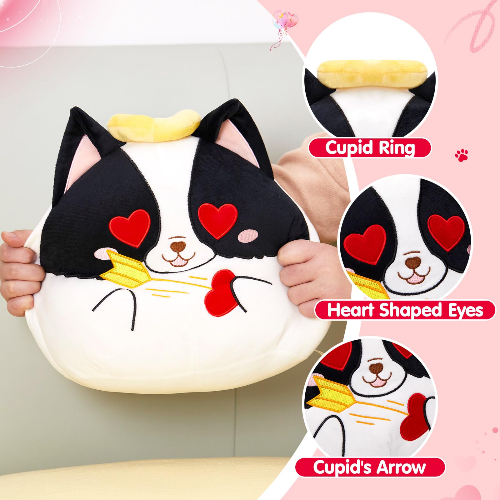 Houwsbaby halo Cupid dog pillow showcases soft plush fabric for cuddling and relaxing.