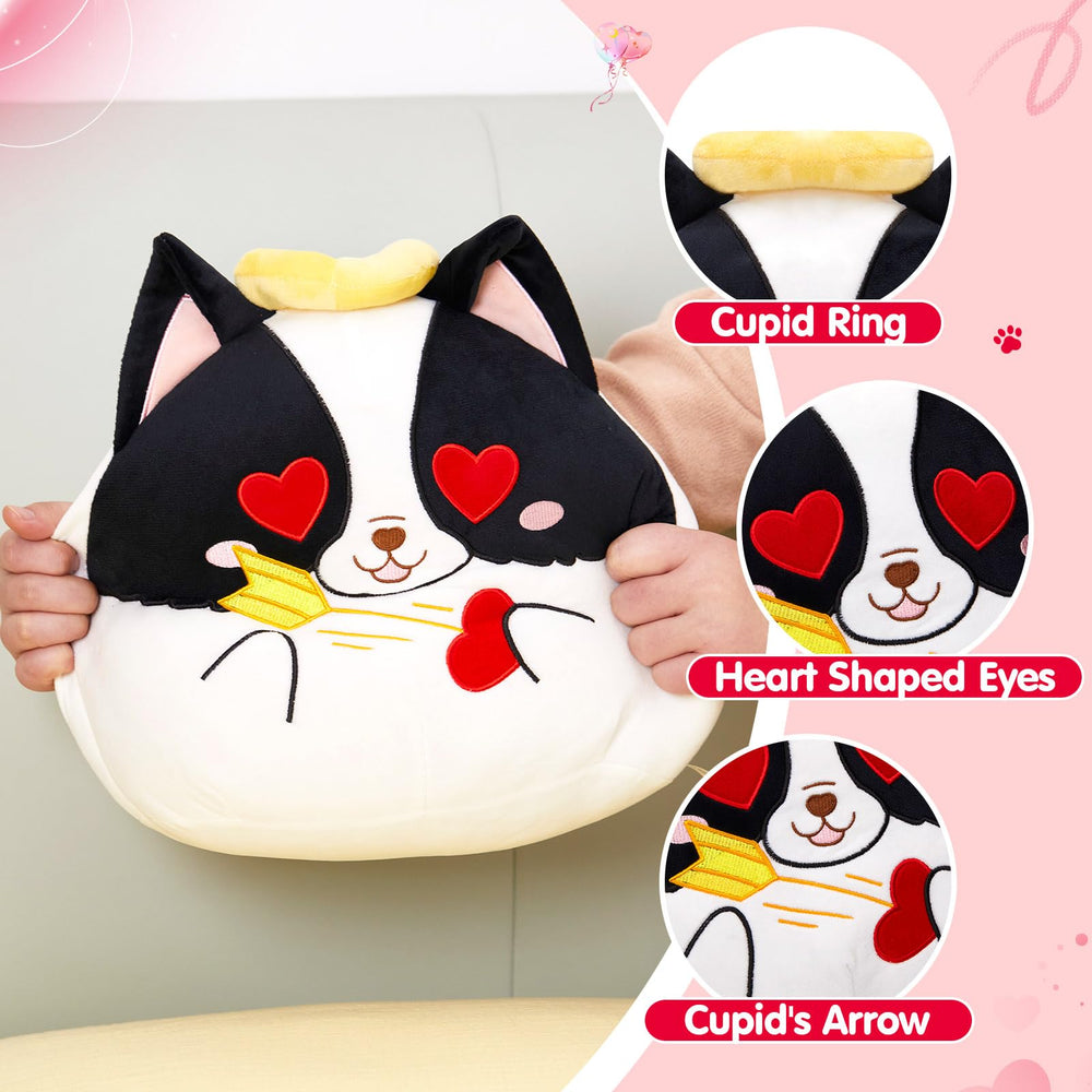 Houwsbaby halo Cupid dog pillow showcases soft plush fabric for cuddling and relaxing.