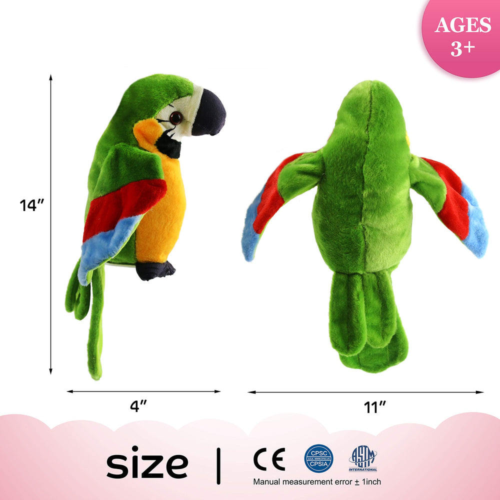 Houwsbaby parrot plush during playtime, aiding language learning and imagination.