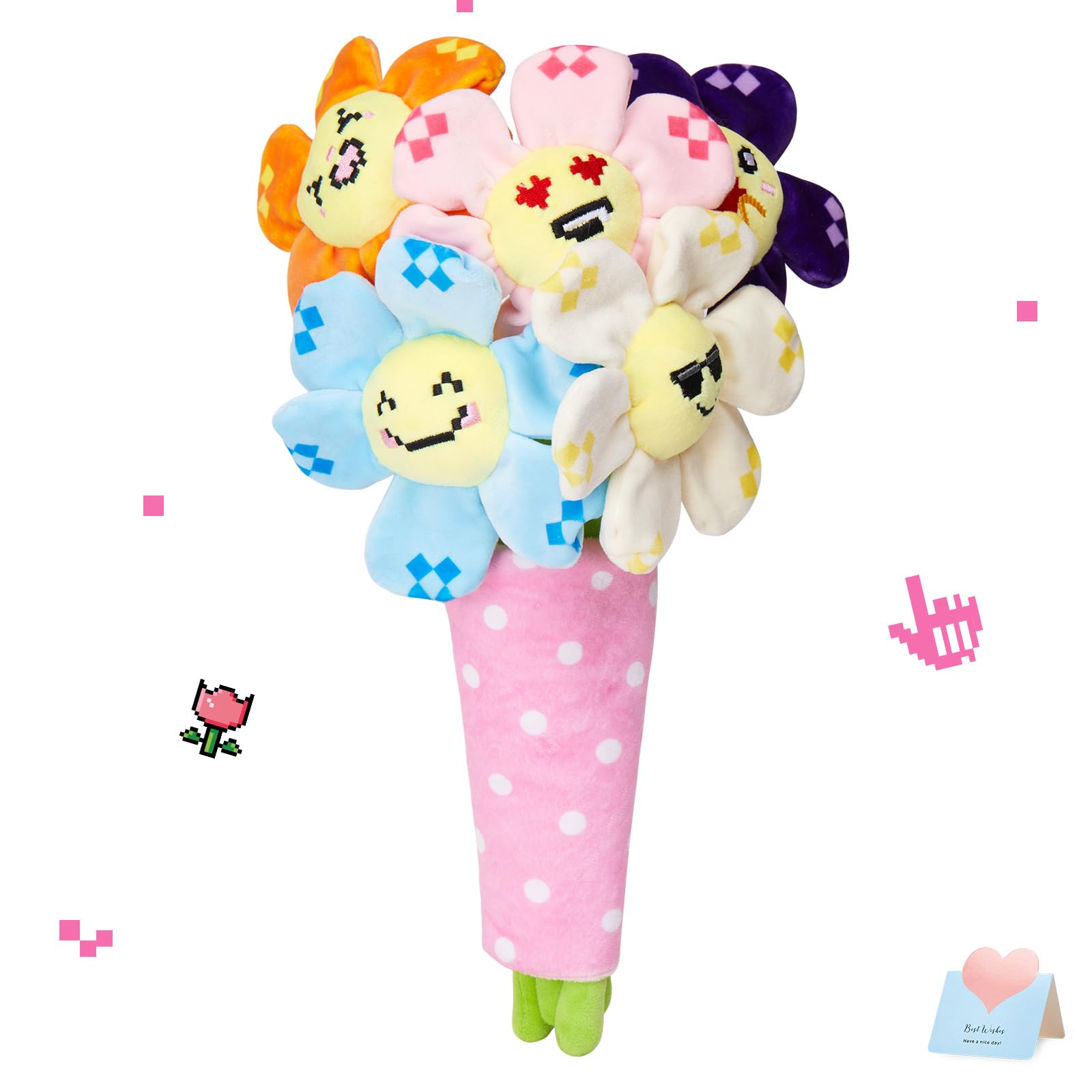 Houwsbaby Pixel Flower Bouquet front view for playful home decor