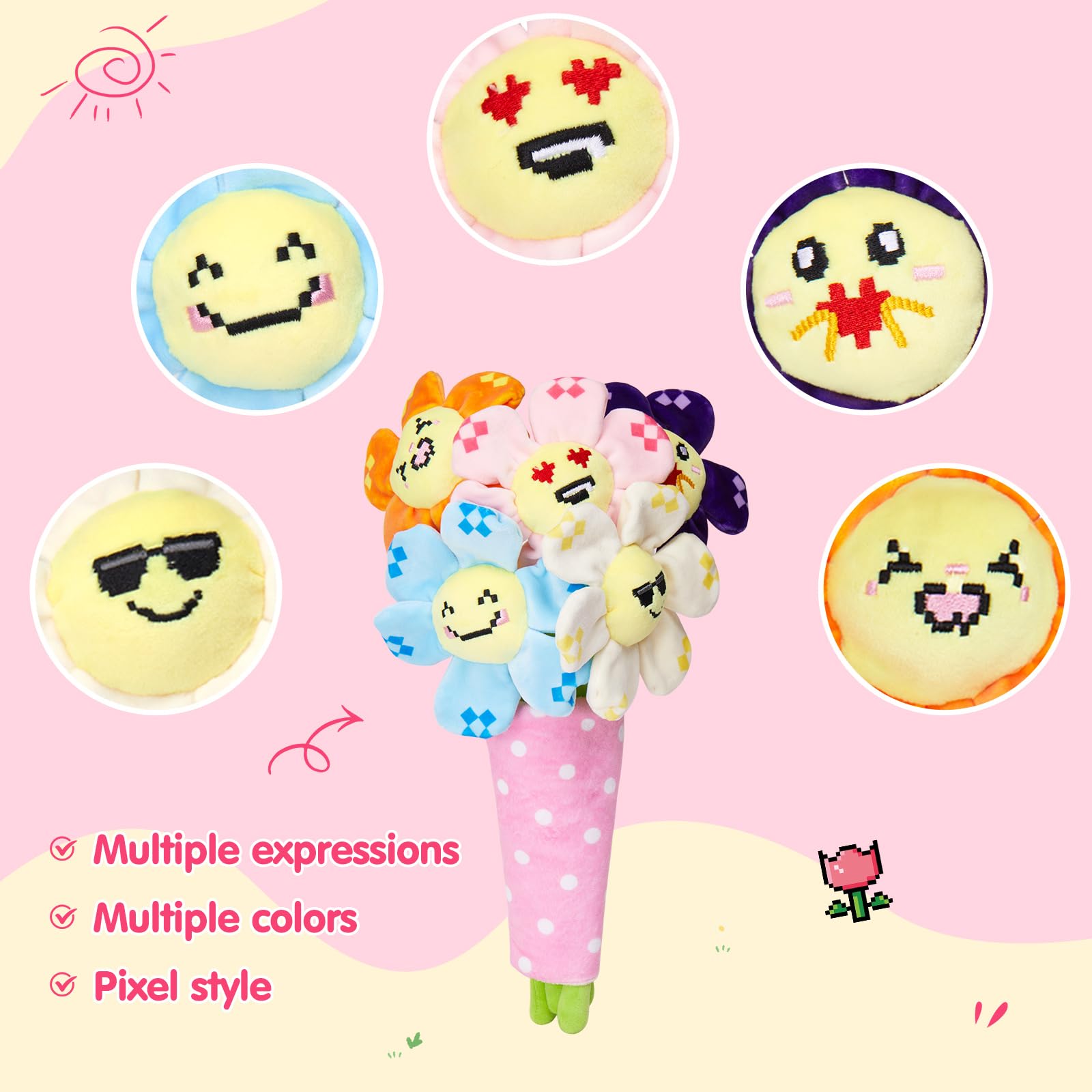 Houwsbaby Pixel Flower Bouquet Gift-Ready showcases easy gifting