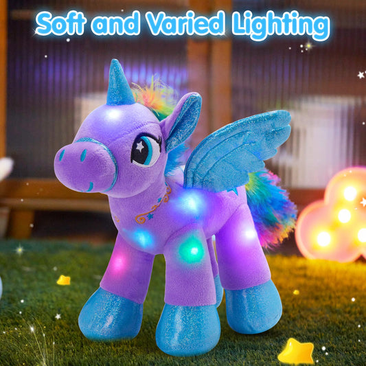 Houwsbaby purple LED unicorn night light offers gentle glow for nighttime play.