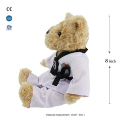 Houwsbaby Taekwondo Teddy Bear close-up shows soft plush and safe stuffing for cuddling.