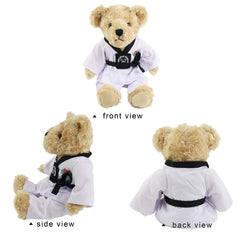 Houwsbaby Taekwondo Teddy Bear side view highlights belt detail and sturdy stitching.