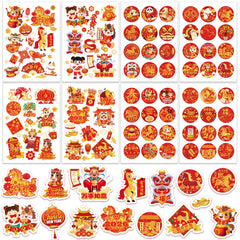 HOWAF Chinese New Year stickers set—24 sheets for festive gift wrapping and decor.