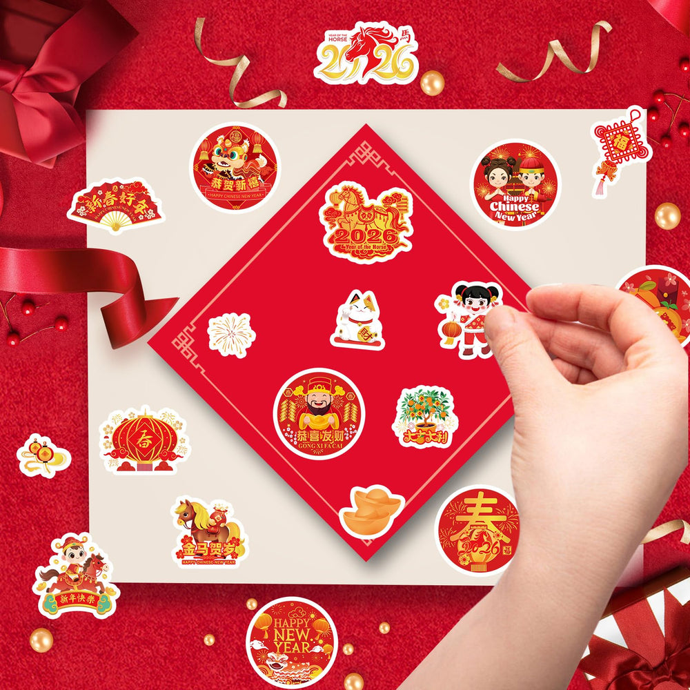 HOWAF Red envelopes stickers—gift-tag accents for Lunar New Year packages.