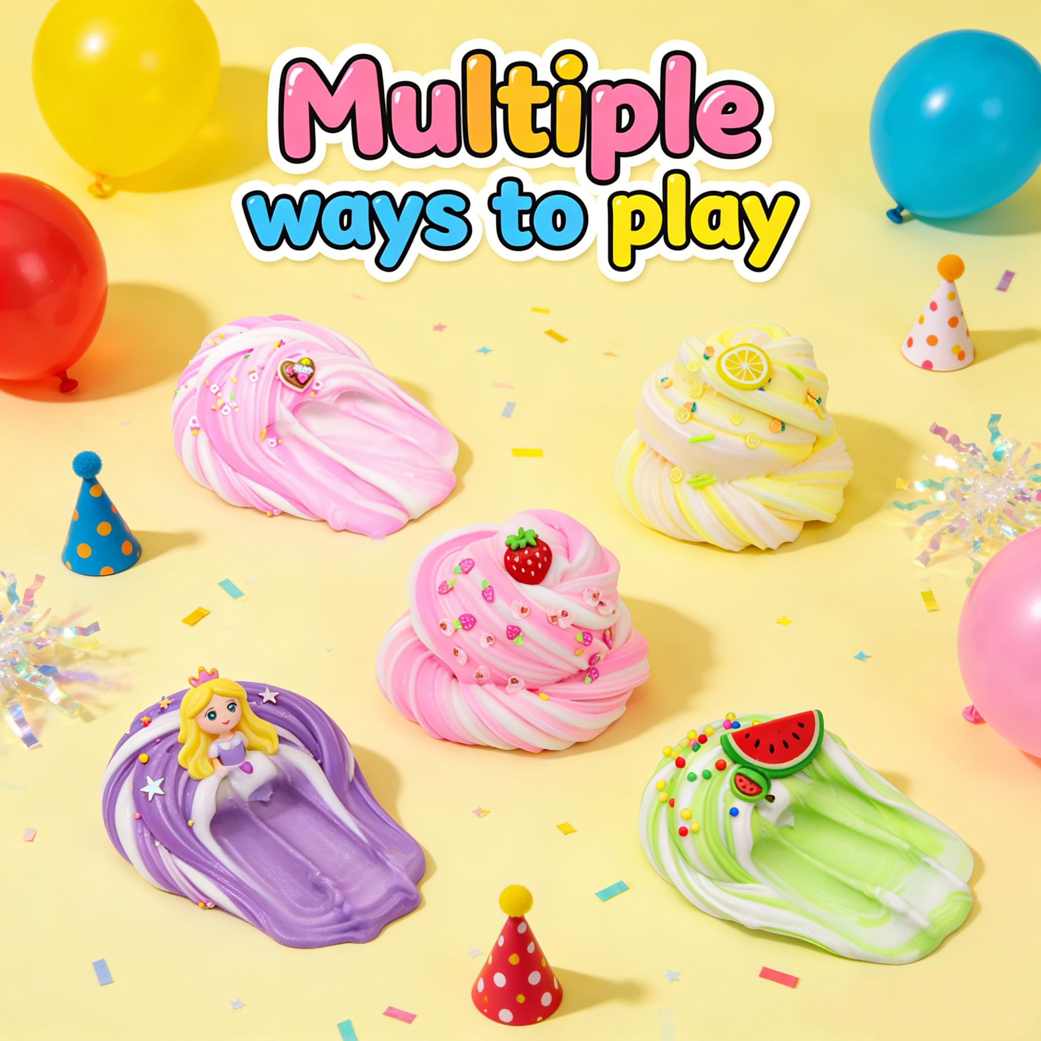 Howlaiwoo non-sticky butter slime in a resealable container for mess-free use