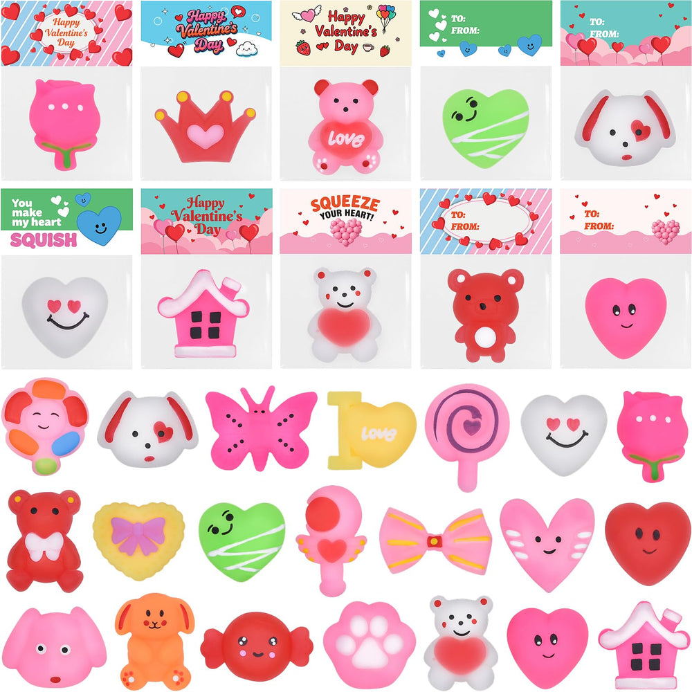 Howzcci valentines card mochi squishy pack for playful stress relief in kids