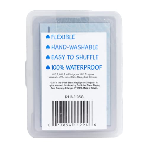 Hoyle durable plastic cards resist bending and tearing.