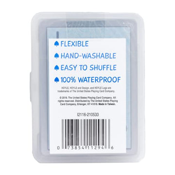 Hoyle durable plastic cards resist bending and tearing.
