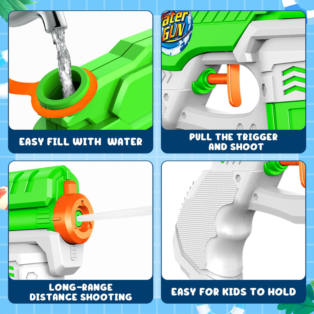 HozHoy water gun range up to 15-20 feet for lively outdoor battles.