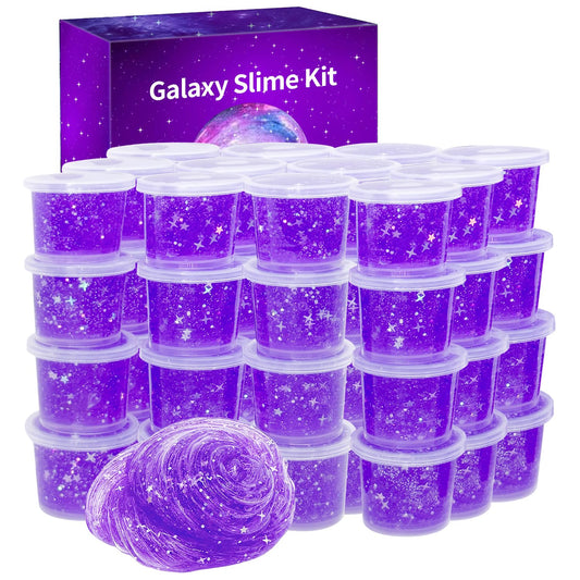 HPLTLKY Galaxy Star Slime 24-pack box reveals colorful star slime for play.