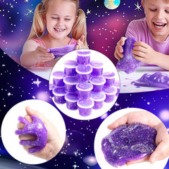 HPLTLKY Galaxy Star Slime contents show 24 non-sticky pieces for crafts.