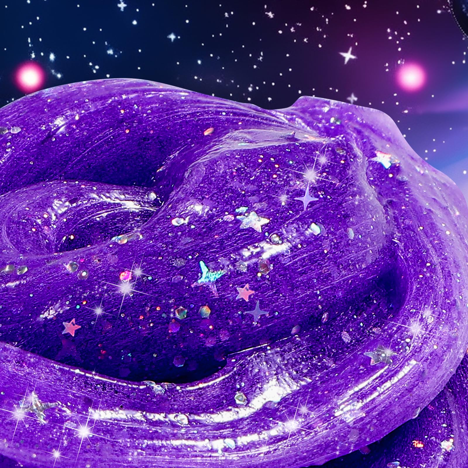 HPLTLKY Galaxy Star Slime texture is soft and non-sticky for easy squeezing.