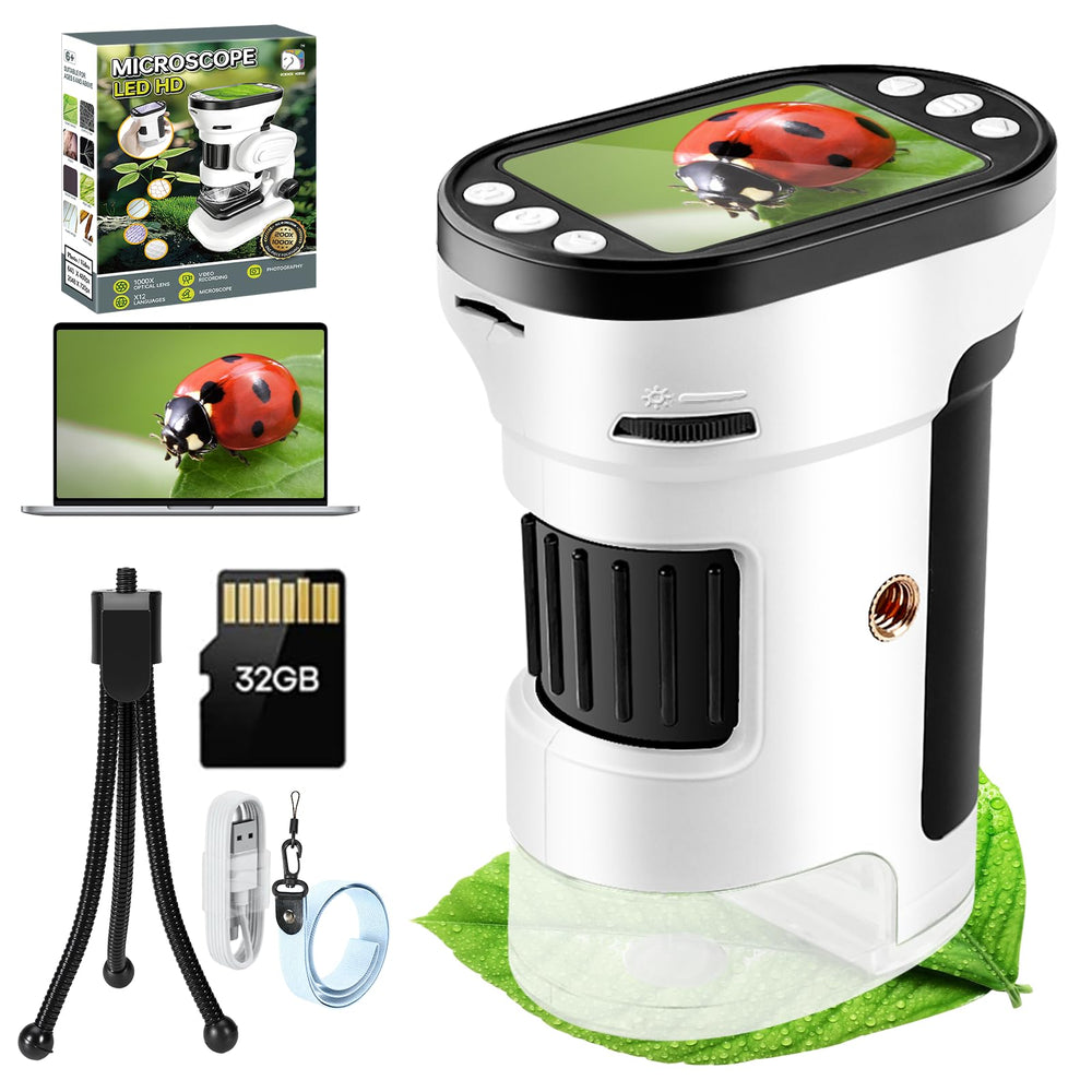 HQGZQL 1000X digital microscope with 2.0-inch screen for real-time viewing.