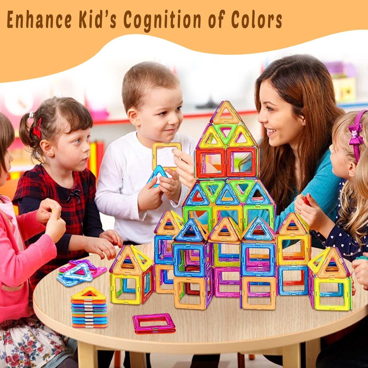 HQXBNBY Magnetic Tiles castle build promotes creativity and collaborative play.