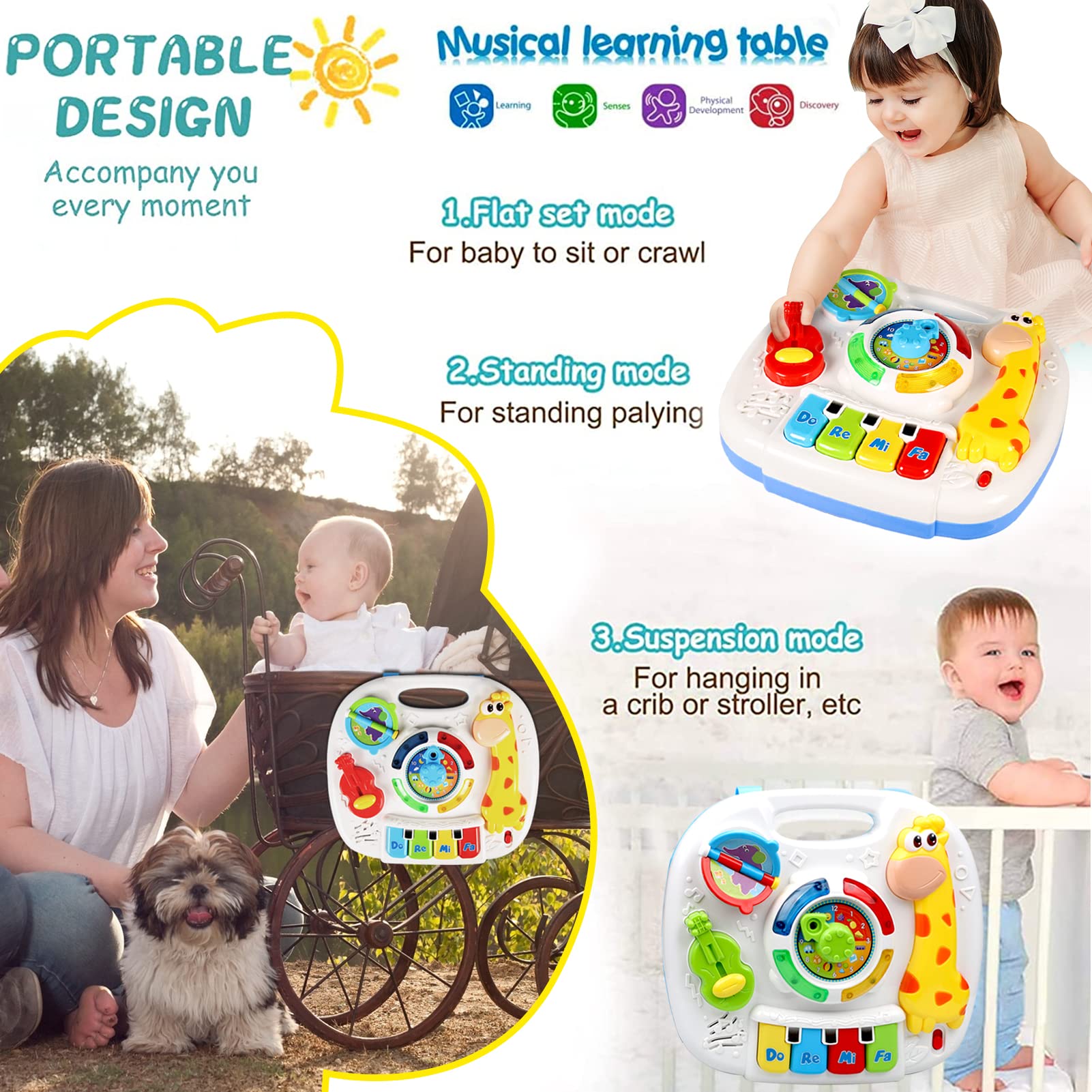 HQXBNBY 3-in-1 learning table for floor, stand, and portable use.
