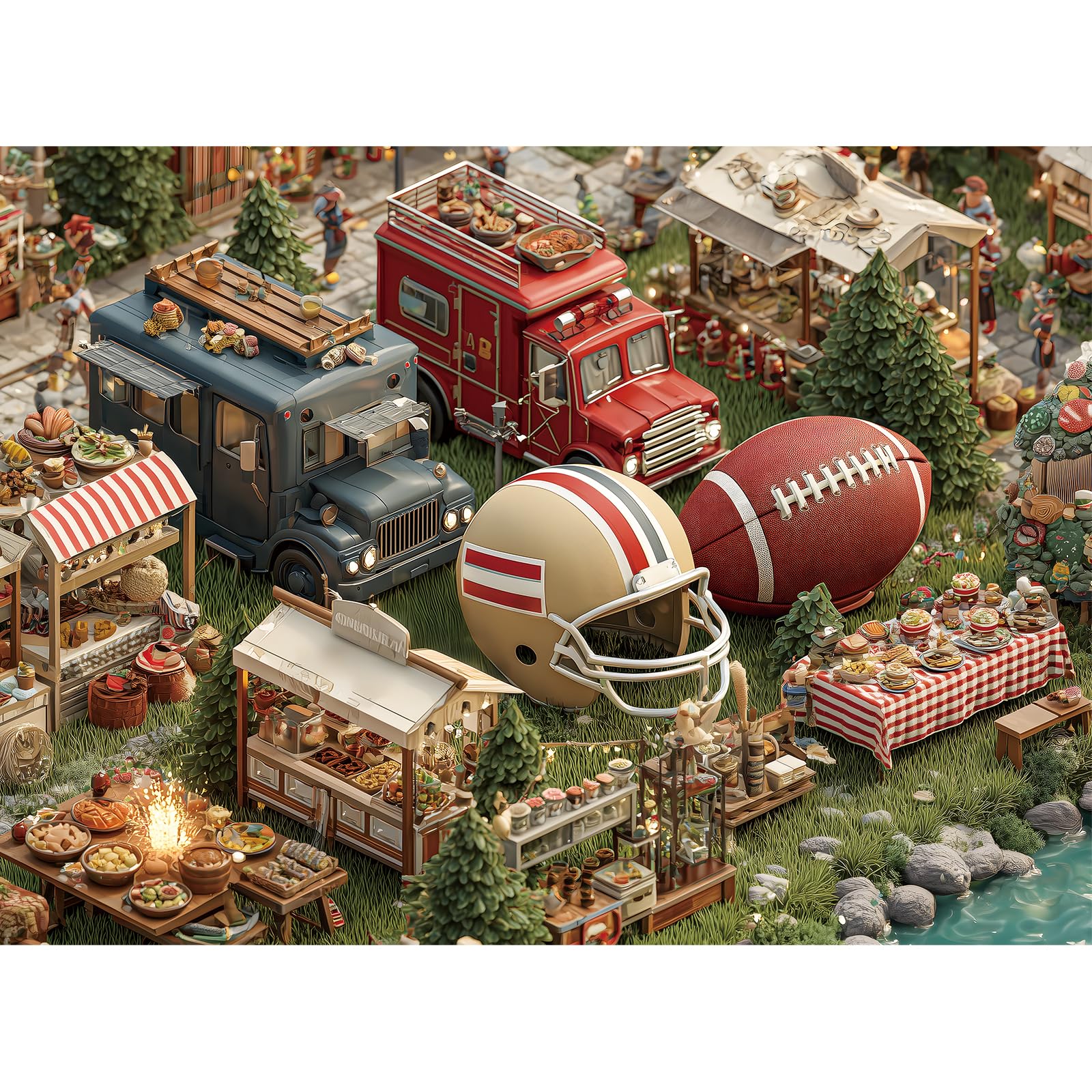 HQXXJW American football town puzzle featuring a nostalgic scene for cozy evenings