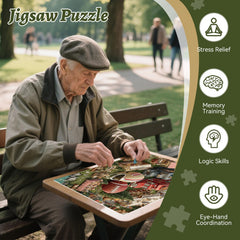 HQXXJW Ready-to-puzzle table scene invites collaborative solving