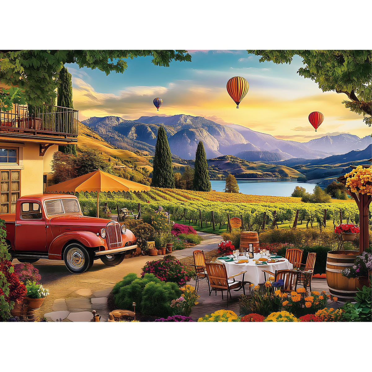HQXXJW scenic vineyard puzzle 500pc with calm countryside scene for relaxing puzzling
