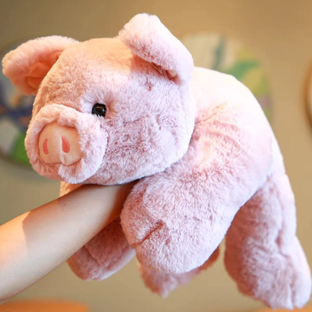 Hronsa weighted pig plush used as waist-support on chair