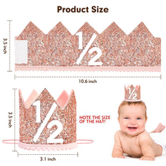 HRXMS half-birthday crown rose-gold sparkle enhances baby photos and celebrations