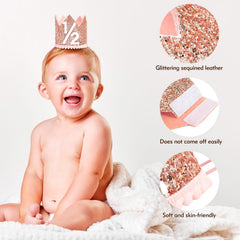 HRXMS half-birthday crown soft-lined inside keeps baby comfortable