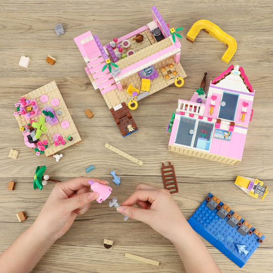 HSANHE pink girls seaside villa interior for colorful storytelling