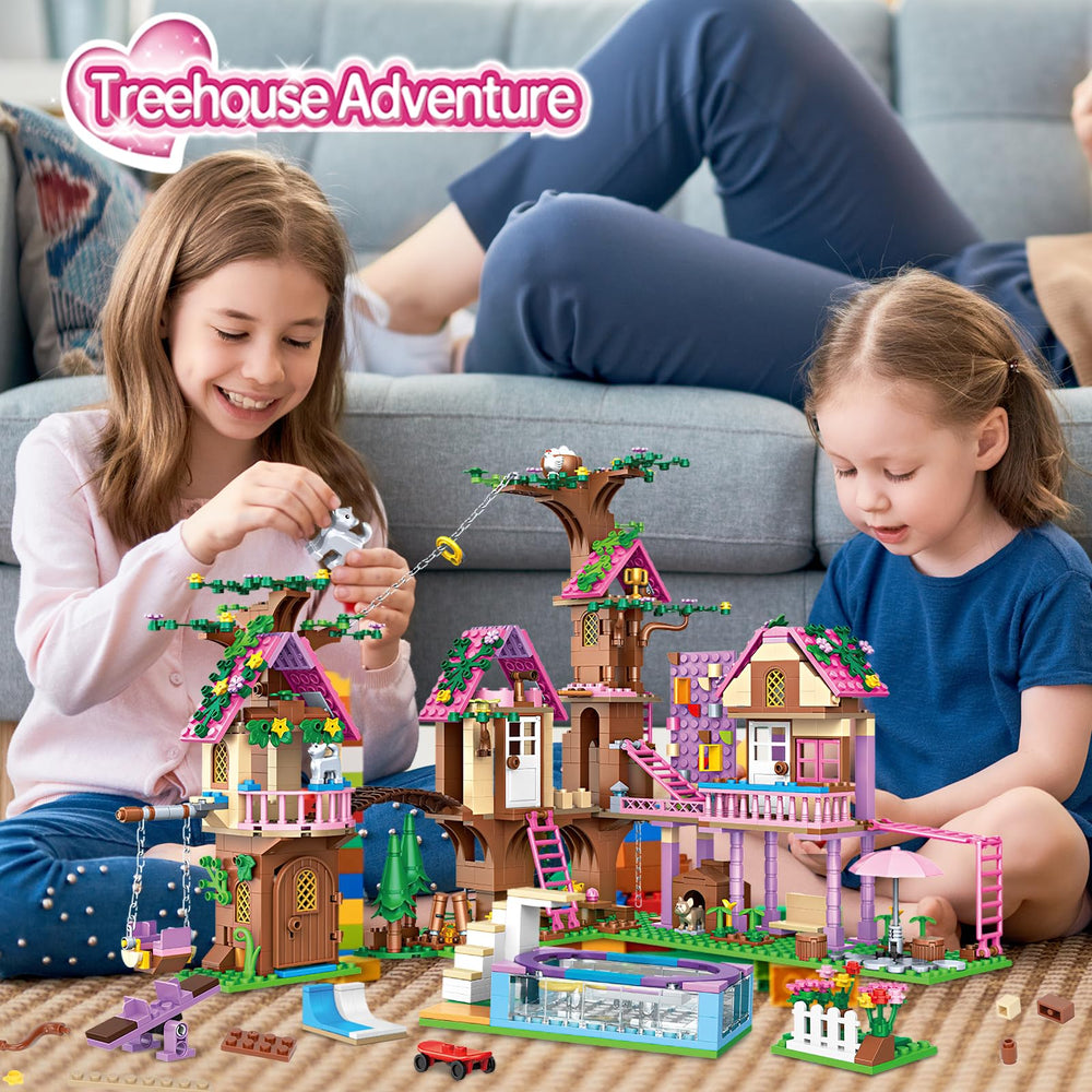 HSANHE Tree House Building Set pink detailing for cute kid-friendly décor