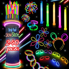 HSGUS 240 glow sticks pack for bright party lighting and easy decoration.