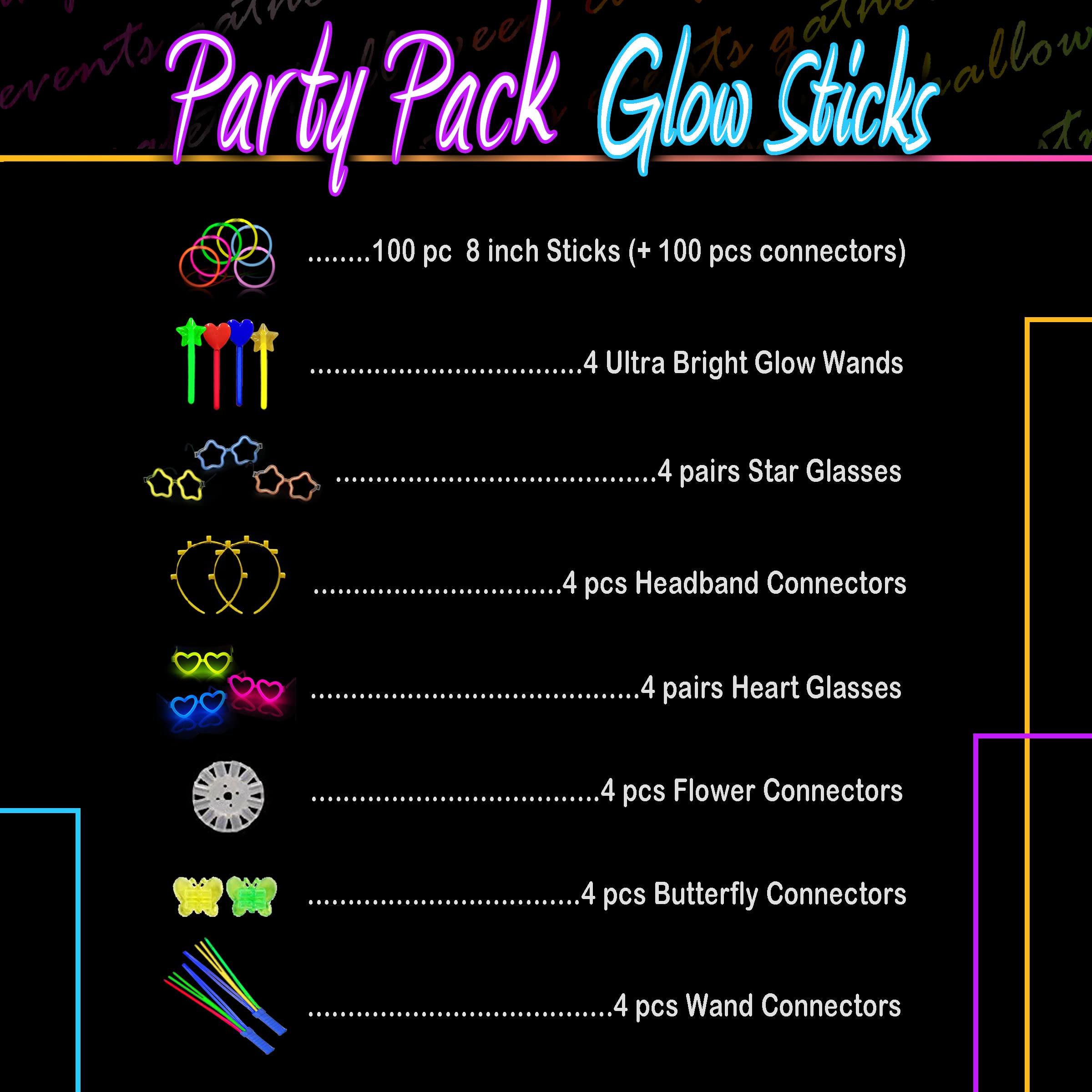 HSGUS glow wand bundle provides neon illumination for dance floors