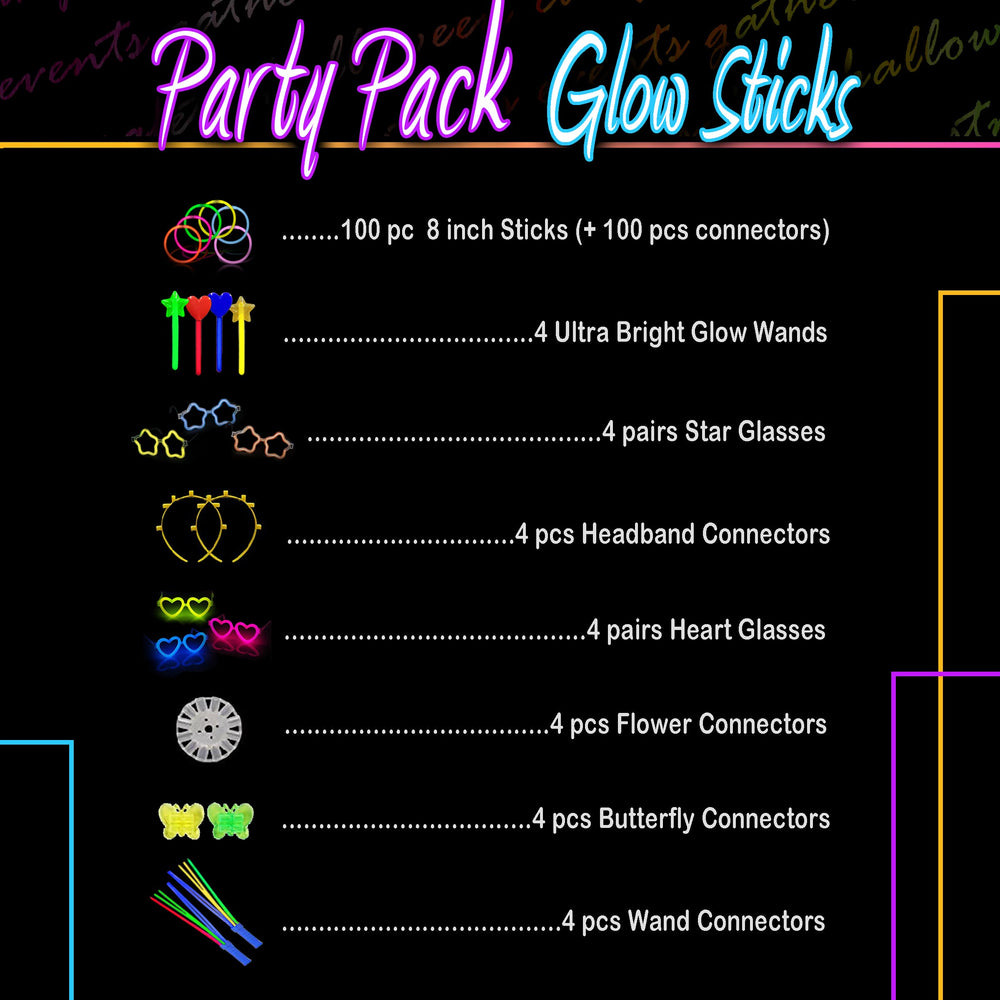 HSGUS glow wand bundle provides neon illumination for dance floors