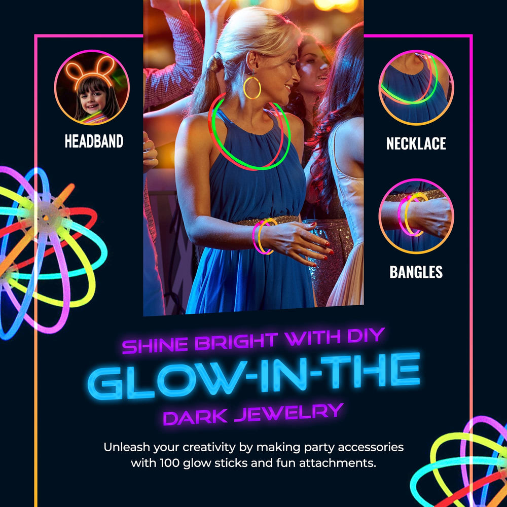 HSGUS ultra-bright glow sticks for long-lasting nighttime fun.